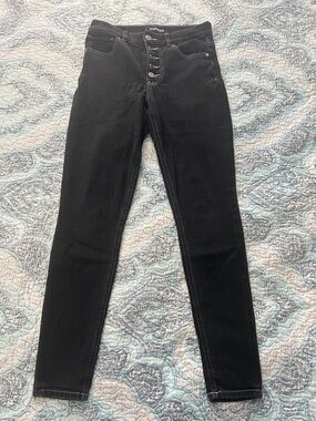 Express Black Button-Fly Skinny Jeans